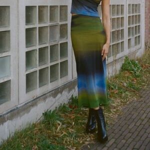 Zara printed tulle maxi skirt